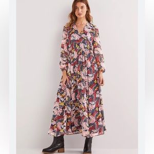 Boden floral metallic detail maxi dress pink ethereal flowy shimmer size 10 NWT